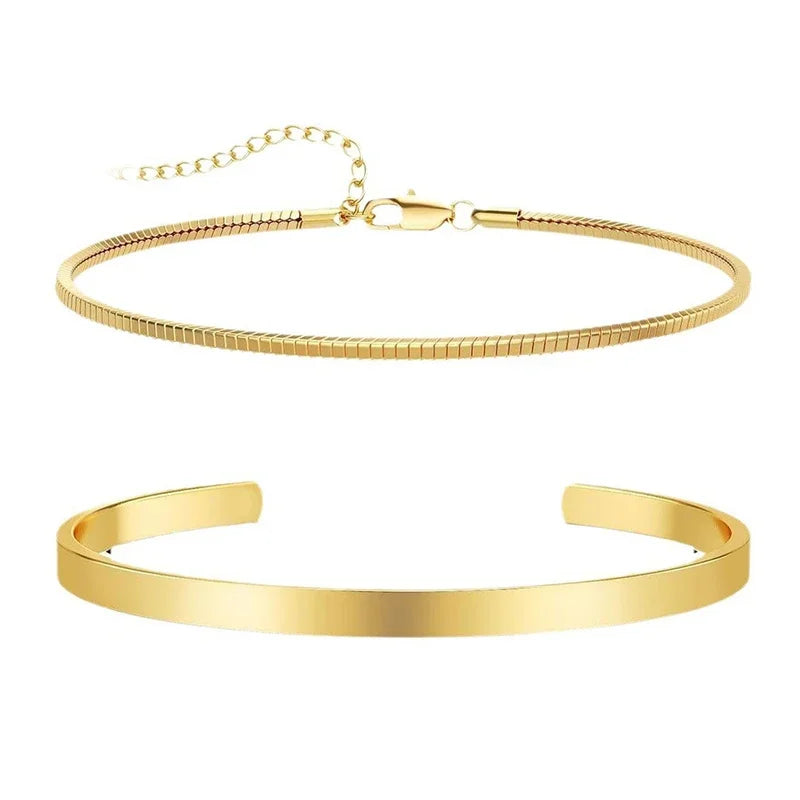 Stainless Steel Punk Men Bracelet Bangle Water Proof 14k Gold Plated Fashion Cuban Link Chain Bracelets Daily Wear Jewelry