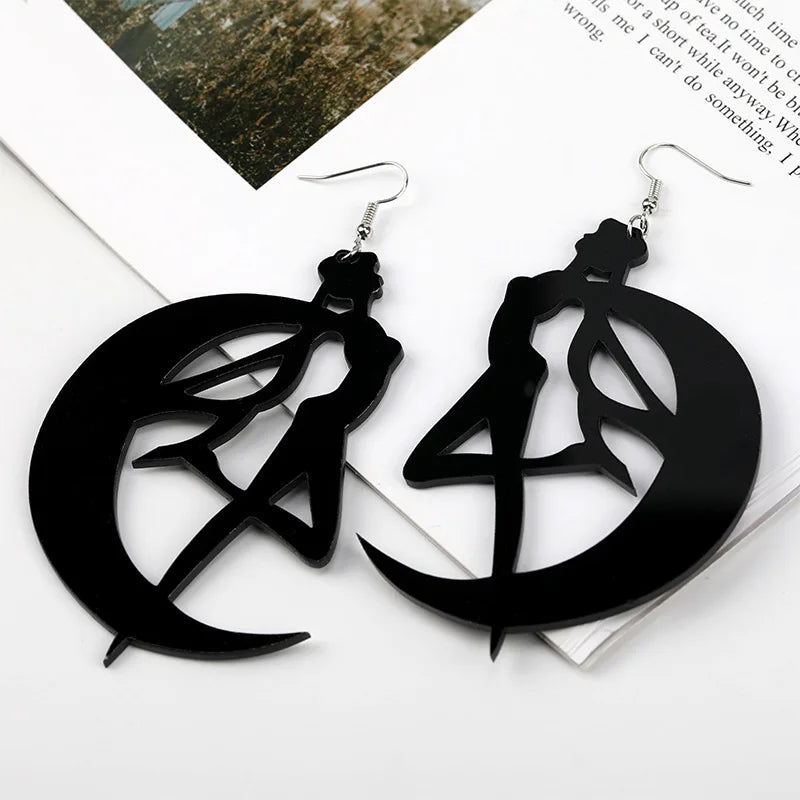 Sailor Moon Earrings Anime Dangle Sexy Large Hanging Unusual Black Pendants Modern Women's Drop Earrings 2022 Designer Jewelry