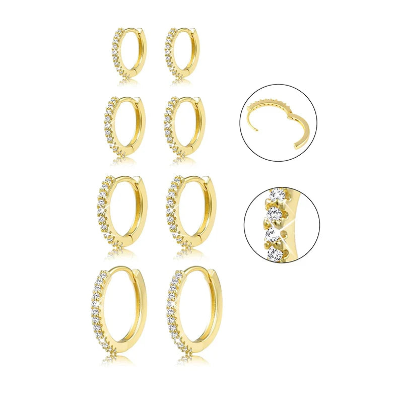 4 Pairs Small Huggie Cartilage Hoop Earrings 14K Gold Plated Cute Mini Piercings Aretes Earrings Sets for Women Trendy Jewelry