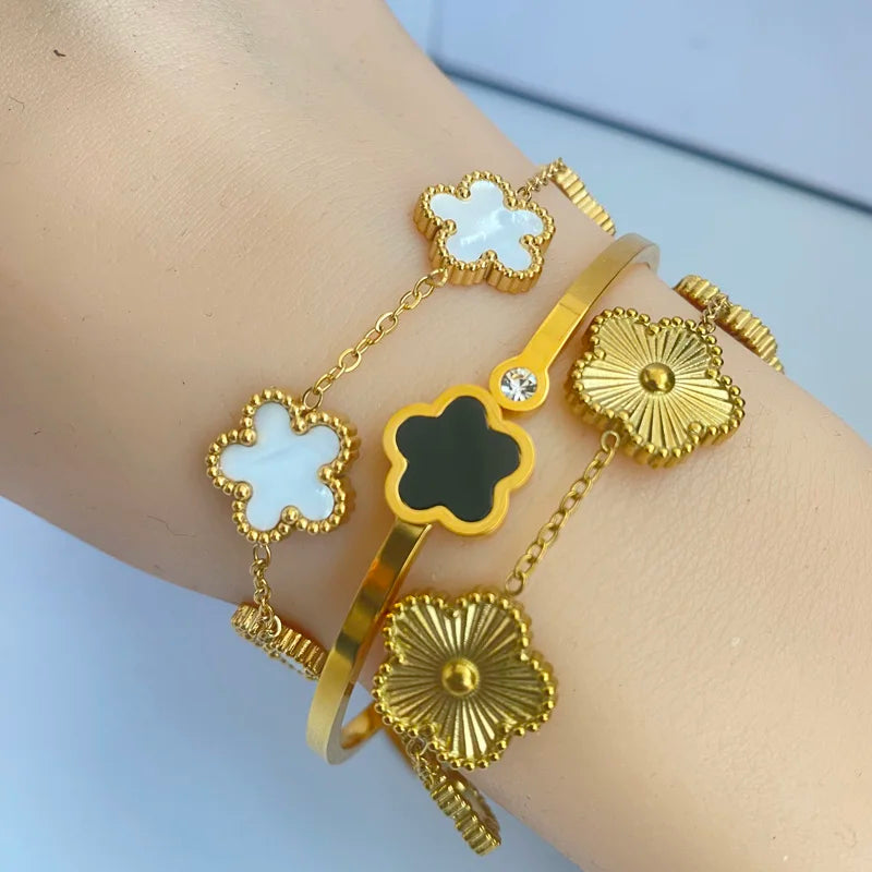 3pcs Elegant Flower Bangle Bracelet