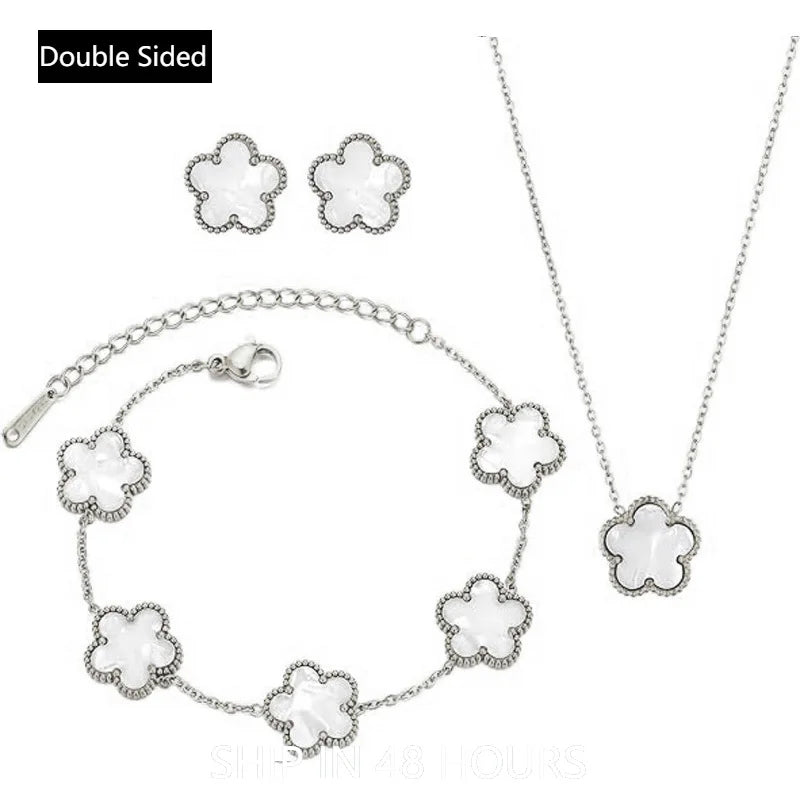 Double Sided Plant Flower Design Jewelry Set