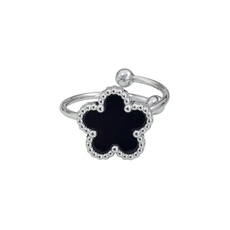 Silver Color Clover Ring for Women Girls Gifts High Quality Stainless Steel Luxury Five-leaf Flower Open Rings Party Jewelry