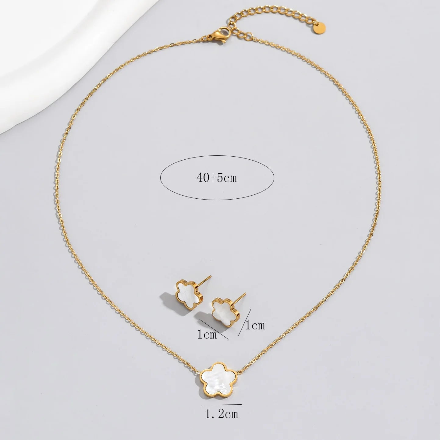 Luxury Shell Flower Stud Earrings Necklace Set for Women Black White Color Stainless Steel Personality Jewelry Sets 2023 New