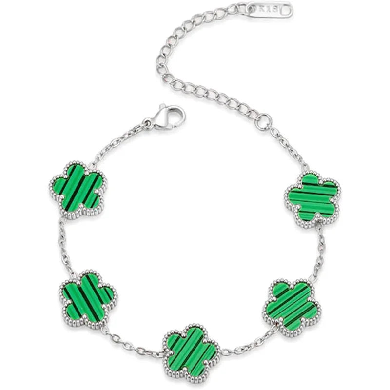 Lucky Clover Necklace for Women Girls Stainless Steel Jewelry Elegant White Black Blue Red Green color Flower Pendant Necklaces