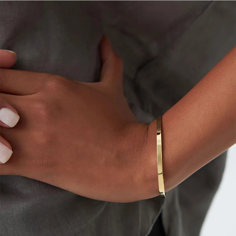 18K Gold Plated Oval Bracelet for Women Jewelry Trendy Love Bangle Stackable Friendship Bracelets Christmas Birthday Gifts