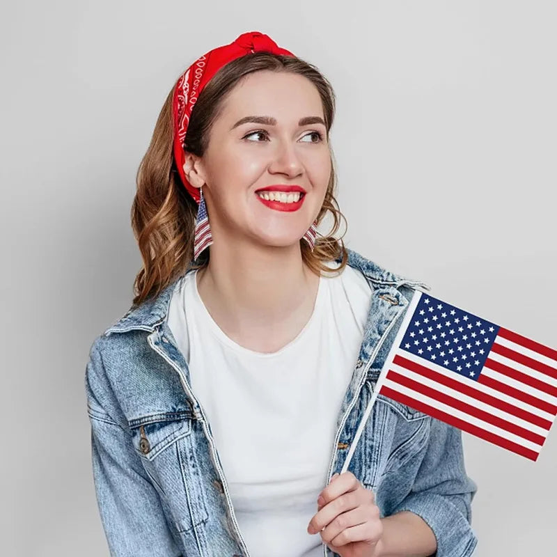 4th of July Earrings for Women Girls Patriotic American Flag Star Red White Blue Dangle Drop Earrings Holiday Jewelry Gift