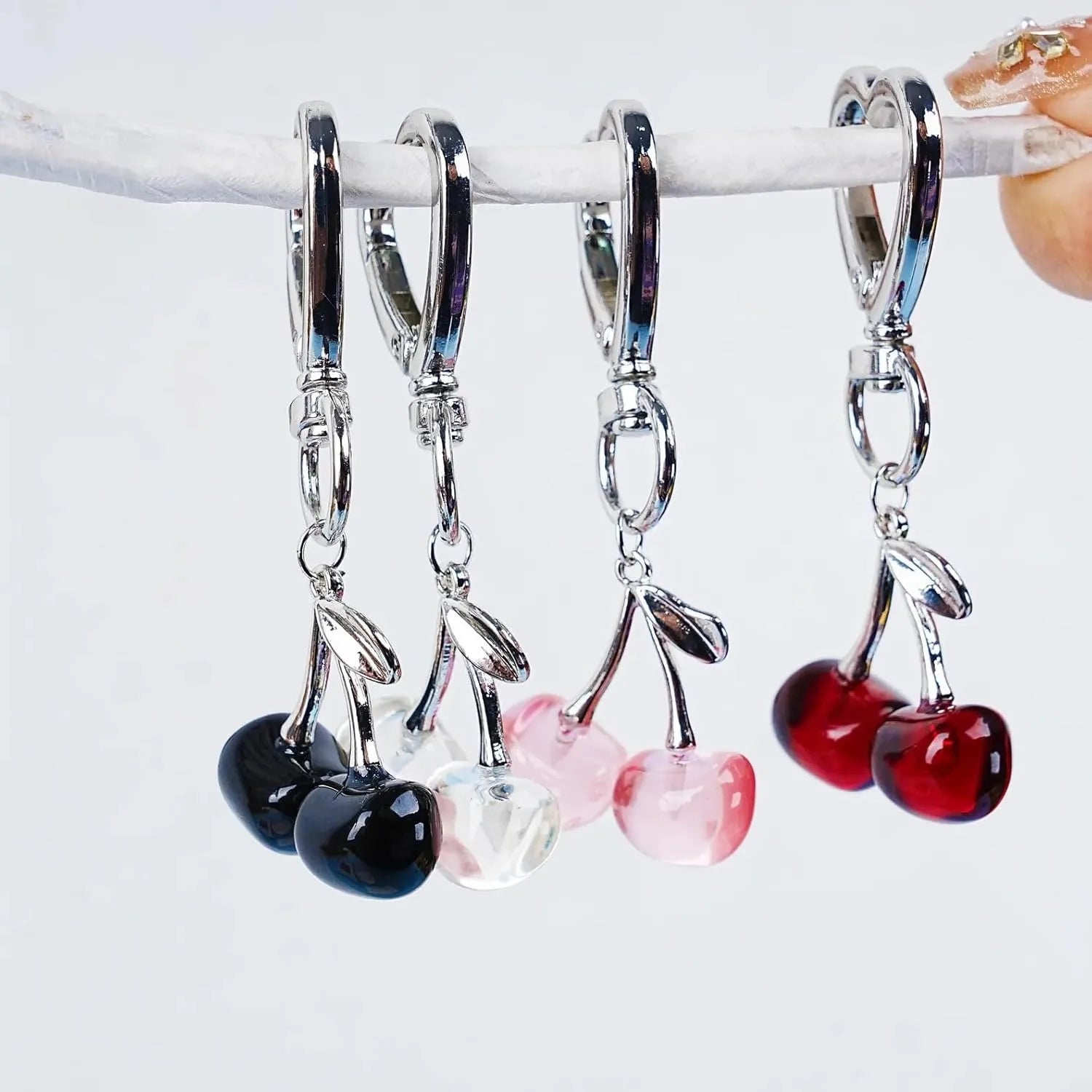 Cute Cherry Keychain Kawaii Cherry Bag Purse Charms for Women Car Keys Decor Gifts Stuff Accessories