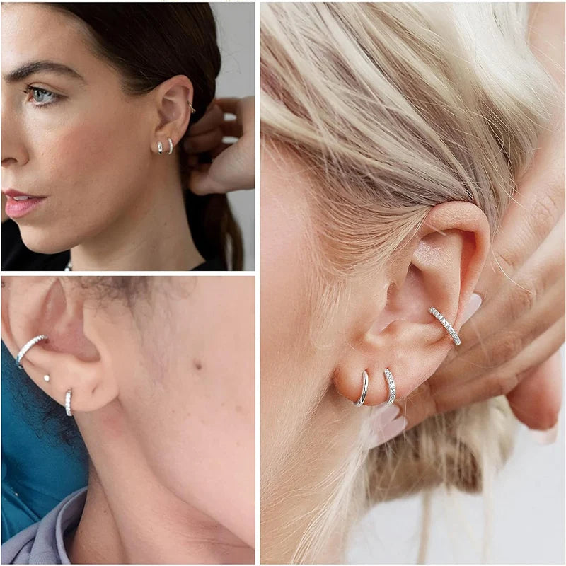 4 Pairs Small Huggie Cartilage Hoop Earrings 14K Gold Plated Cute Mini Piercings Aretes Earrings Sets for Women Trendy Jewelry